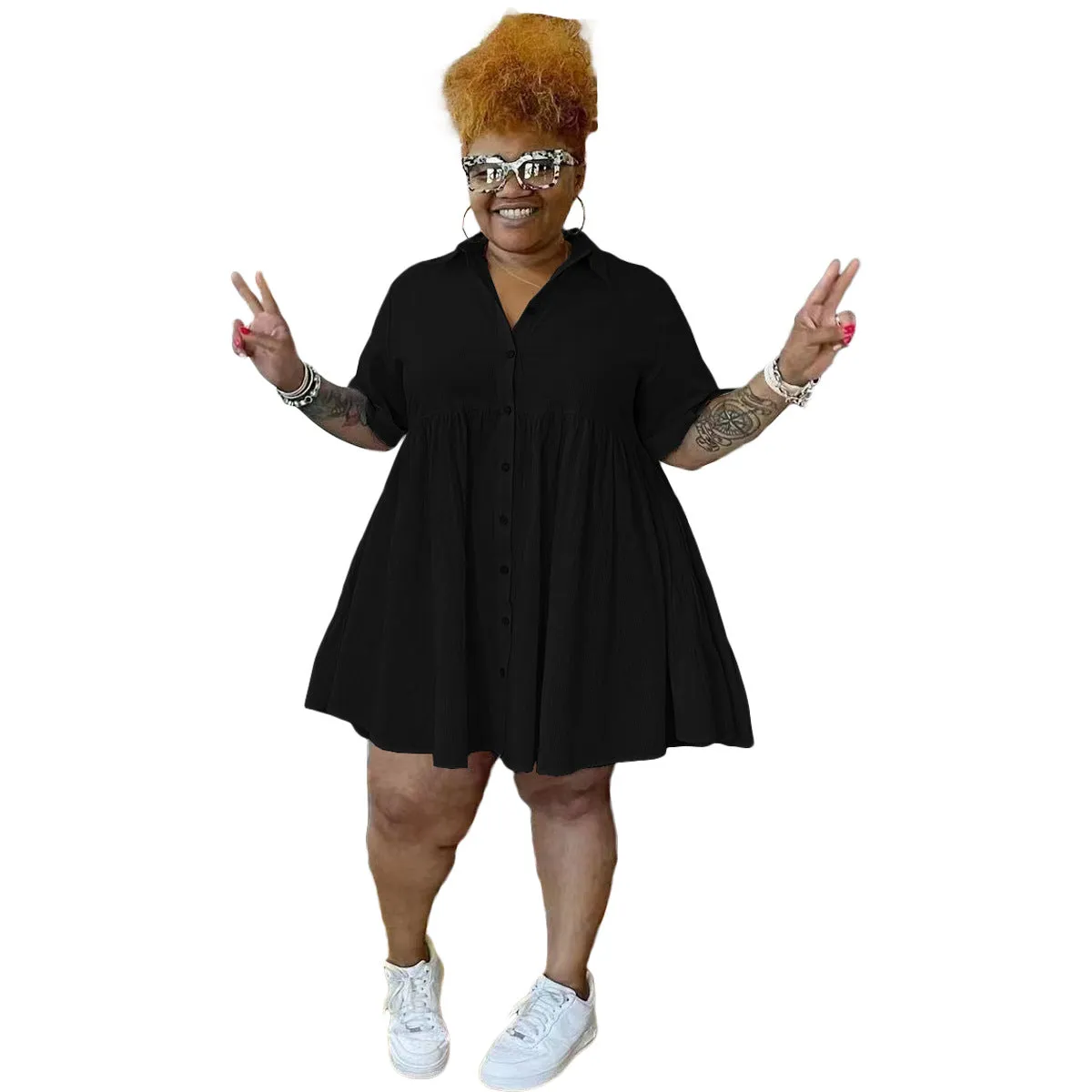 Plus Size Cotton and Linen Dress
