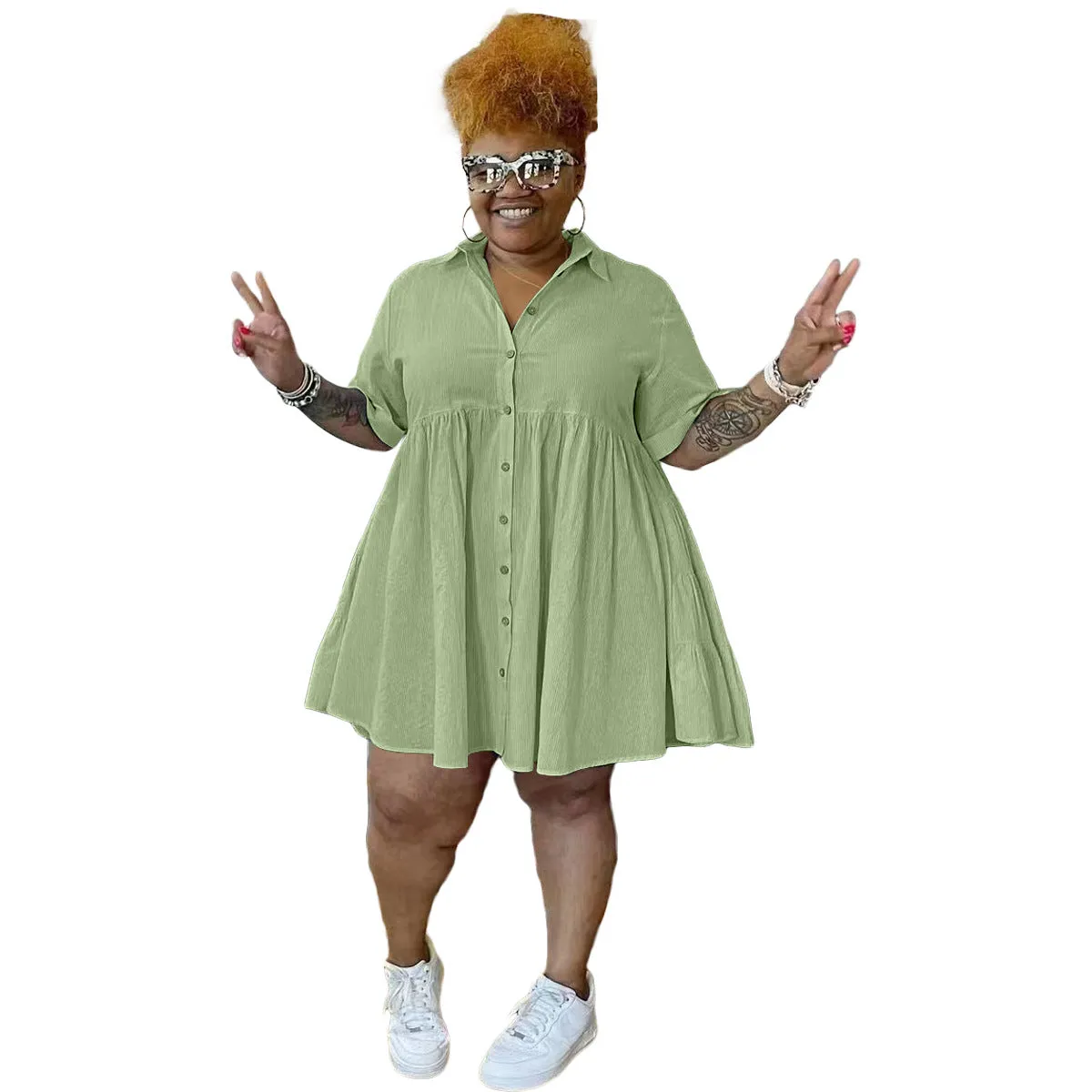 Plus Size Cotton and Linen Dress