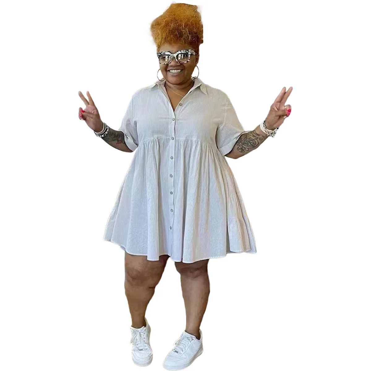 Plus Size Cotton and Linen Dress