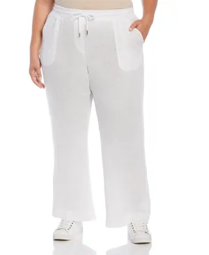 Plus Size Wide Leg Drawstring Linen Pant