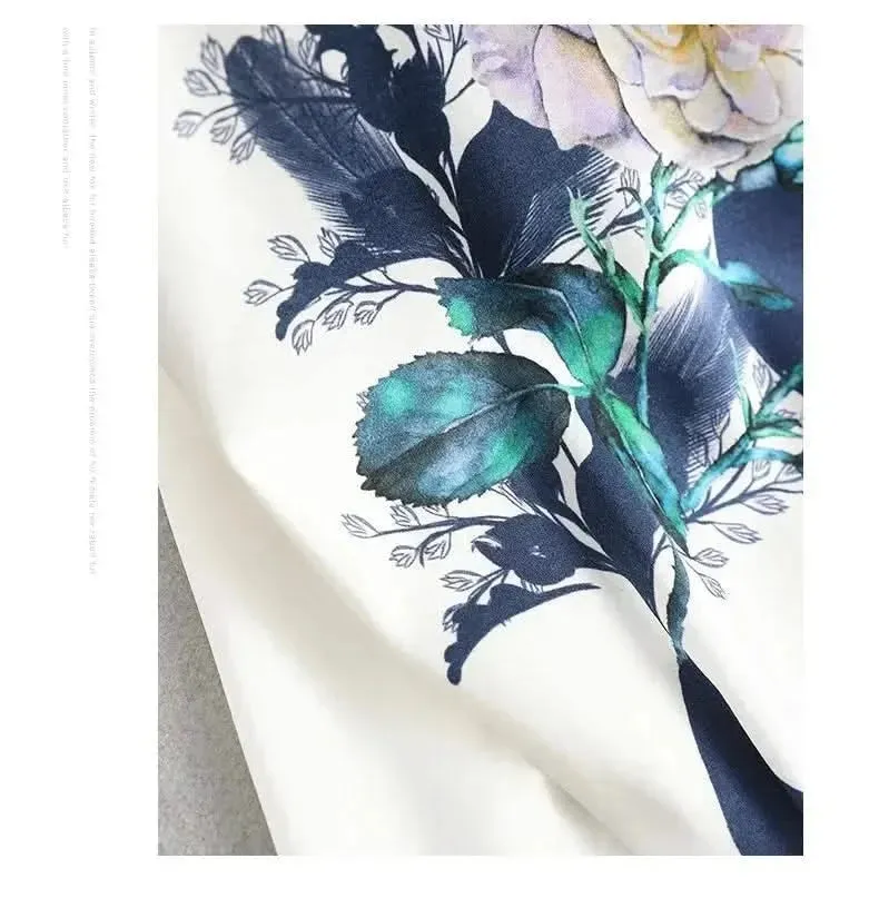 Plus Size Women Silk Satin Floral Blouse