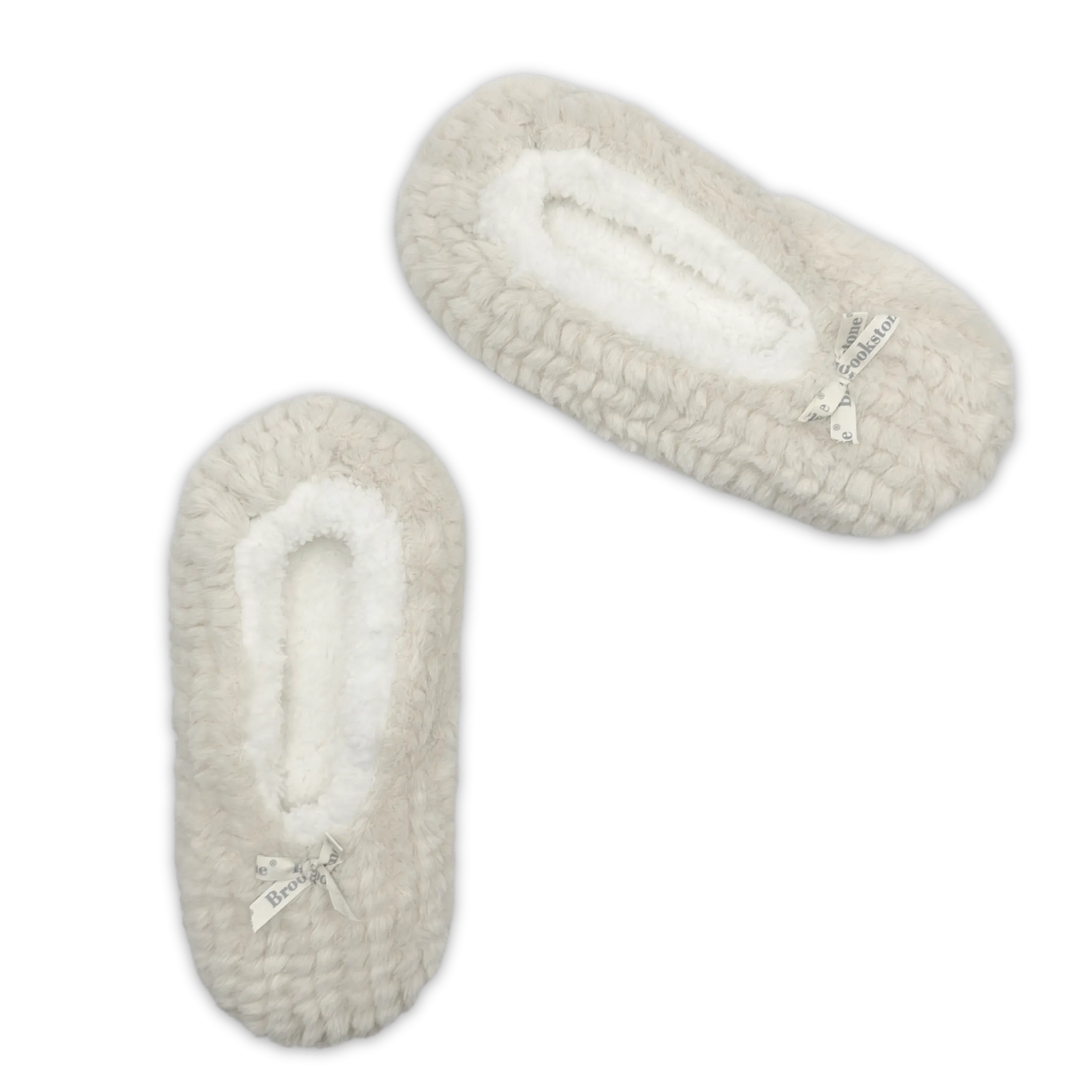 Plush Textured Winter White Brookstone Fuzzy Babba® Slipper Socks
