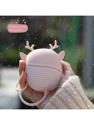 Pocket Mini Cartoon USB Rechargeable Hand Warmer Heating Pad With Lamp