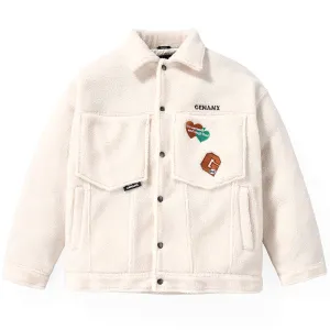 Polar Fleece letter Embroidery Padded Coat