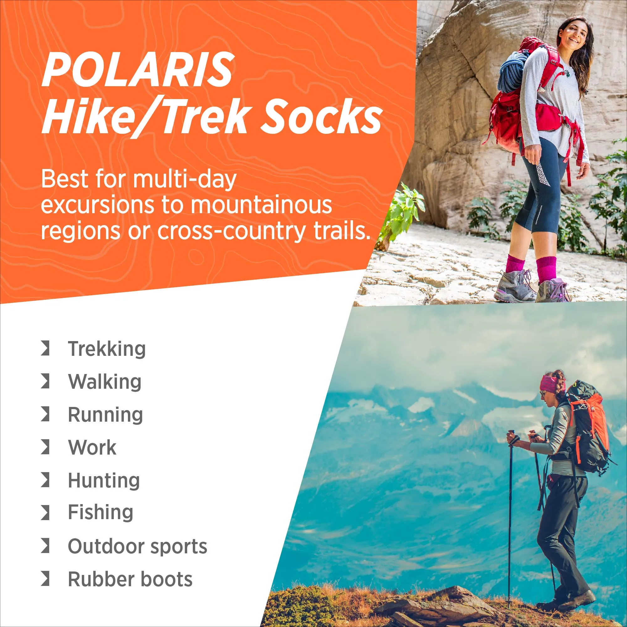 Polaris Multi-Sport Socks, 2-Pack