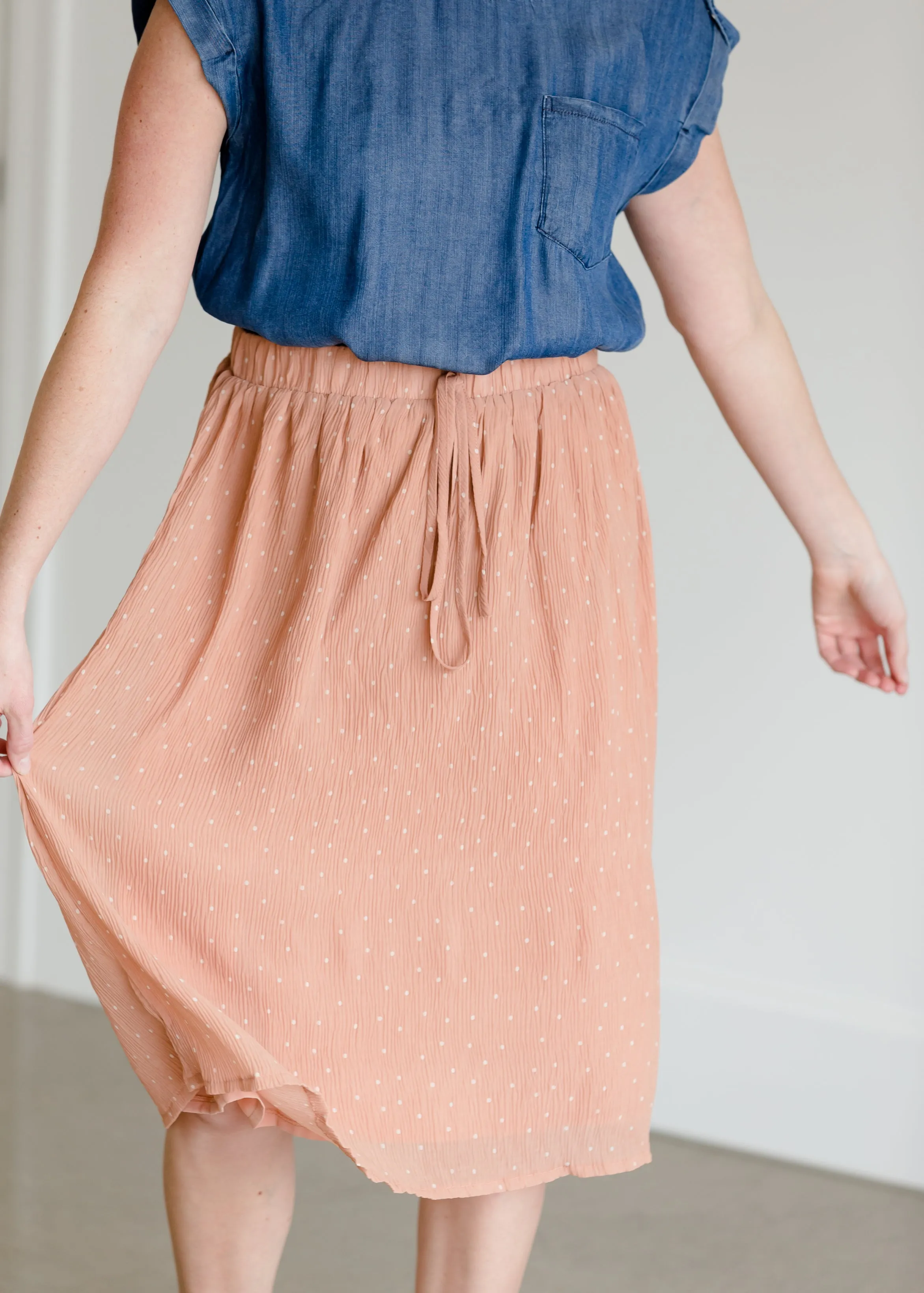 Polka Dot Crepe Midi Skirt - FINAL SALE