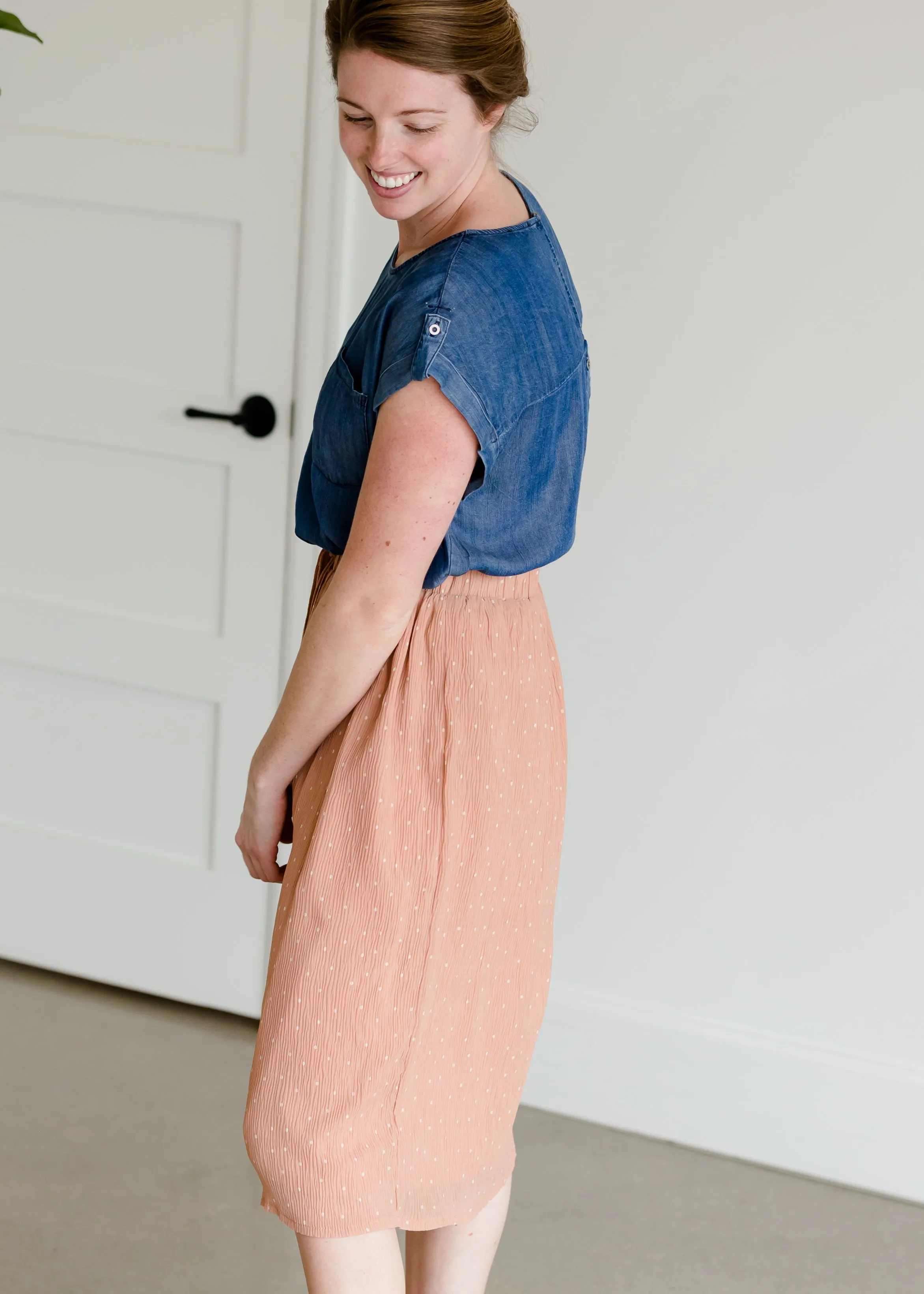 Polka Dot Crepe Midi Skirt - FINAL SALE