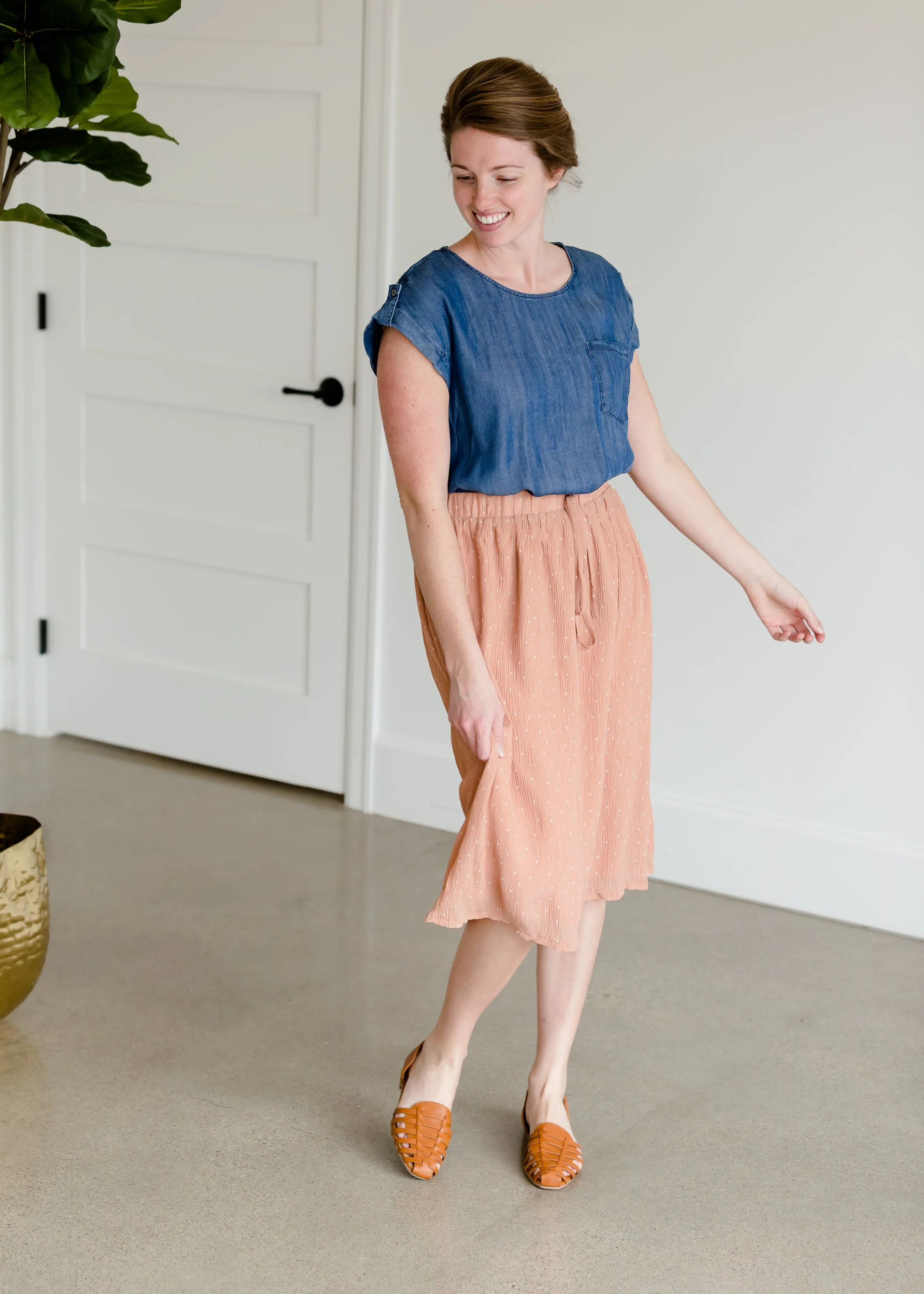 Polka Dot Crepe Midi Skirt - FINAL SALE