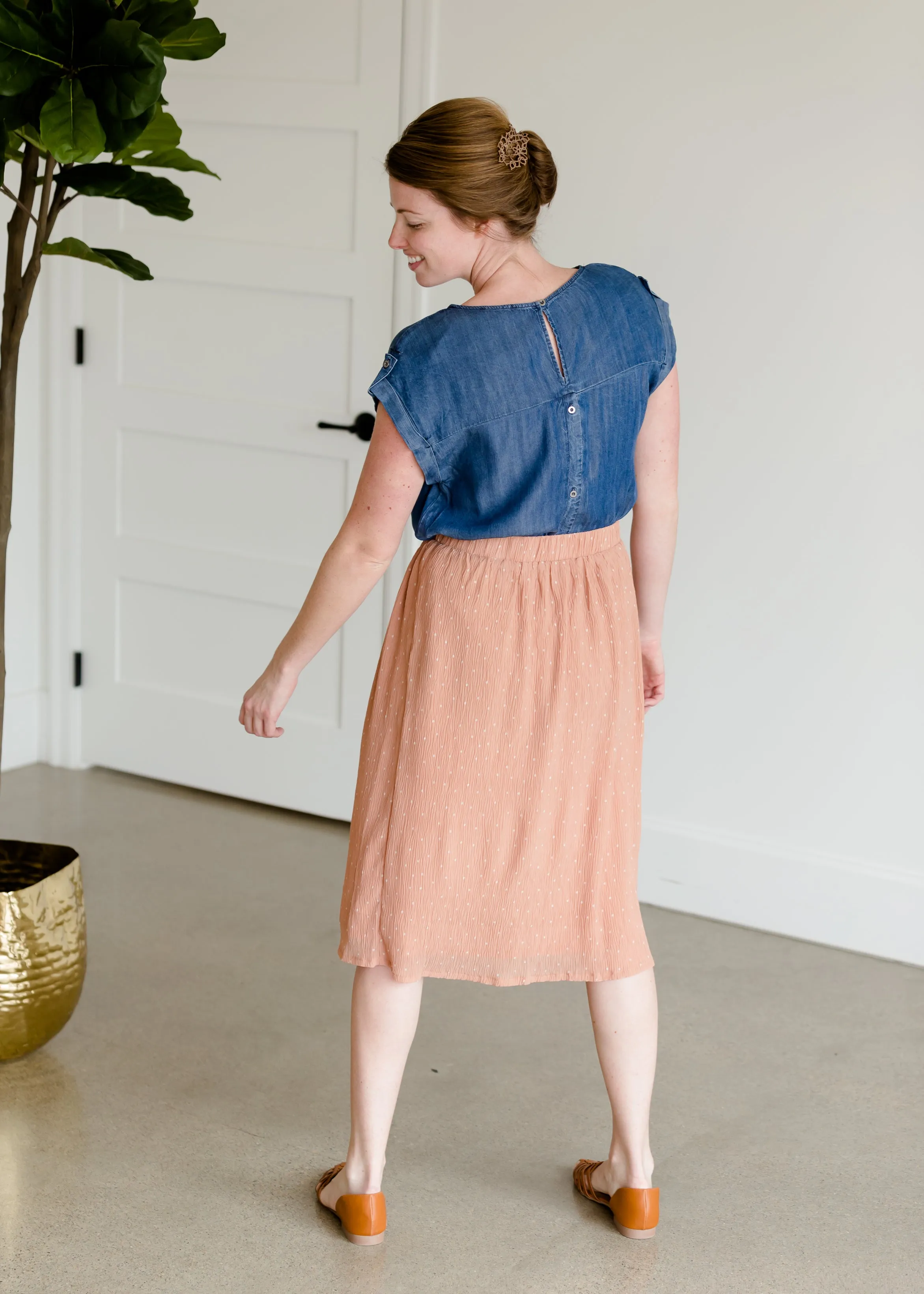Polka Dot Crepe Midi Skirt - FINAL SALE