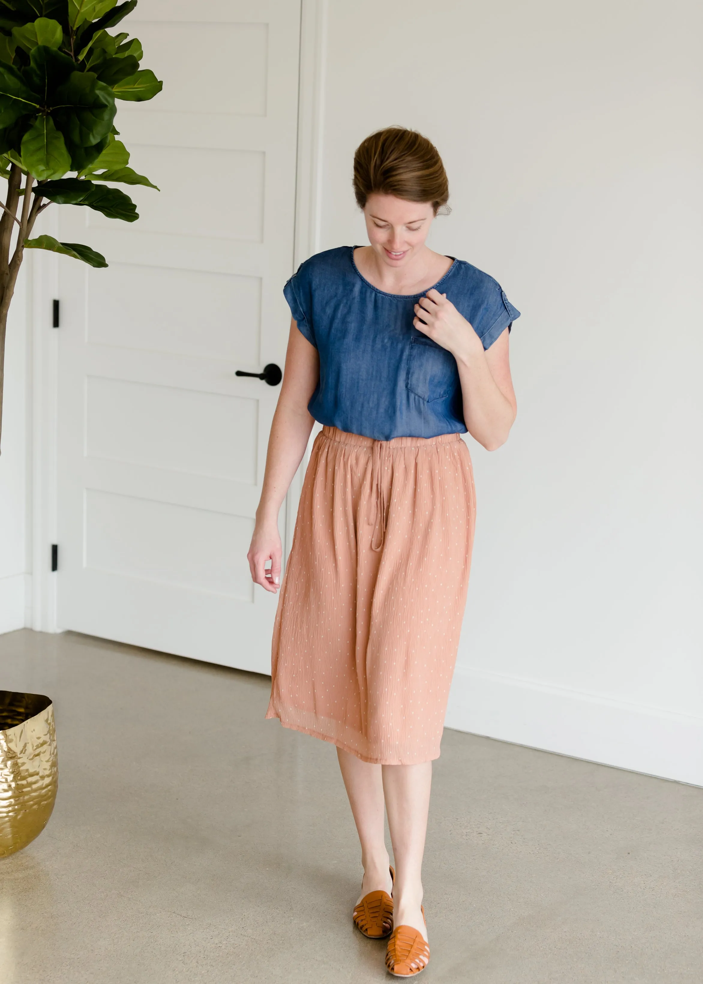 Polka Dot Crepe Midi Skirt - FINAL SALE