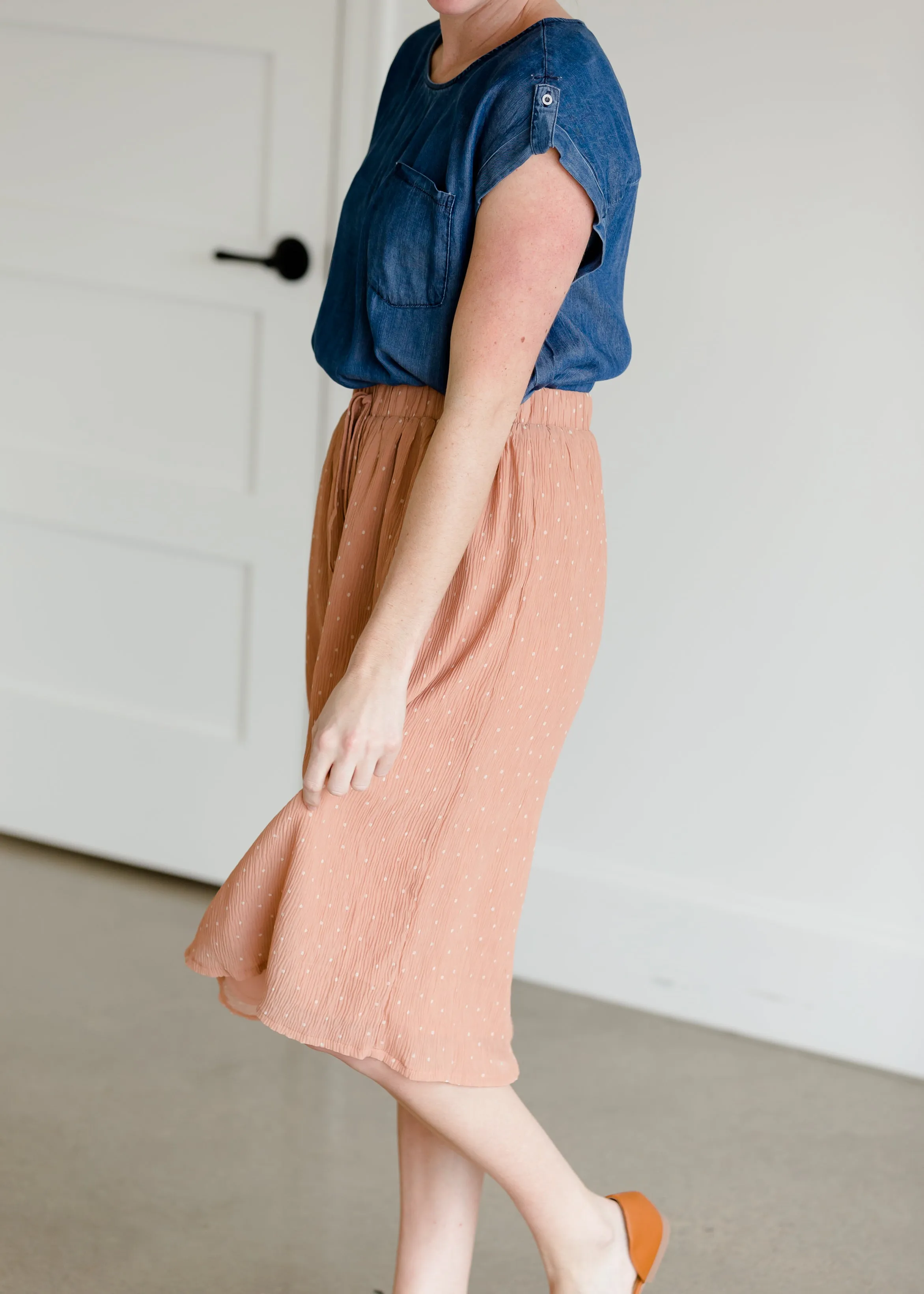Polka Dot Crepe Midi Skirt - FINAL SALE