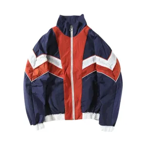 Pologize™ Vintage Multicolor Patchwerk Streetwear Windbreaker Jacket