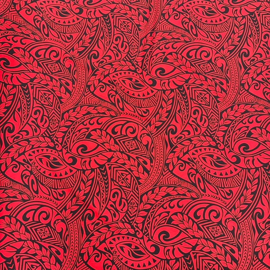 Polynesian Tribal Tapa Print Gift Wrapping Fabric / Furoshiki - Red