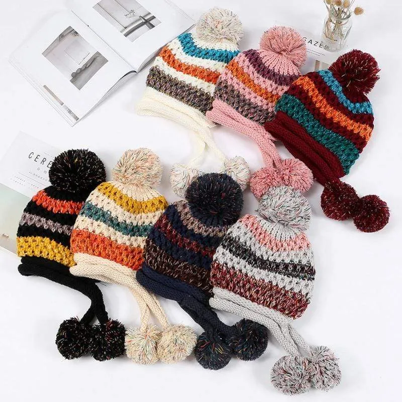 Pompom Colorful Beanie Hat