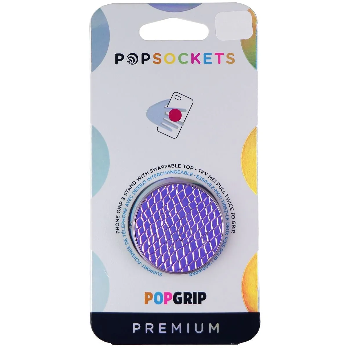 PopSockets PopGrip Stand & Grip with Swappable Top - Iridescent Snake Gold Pink
