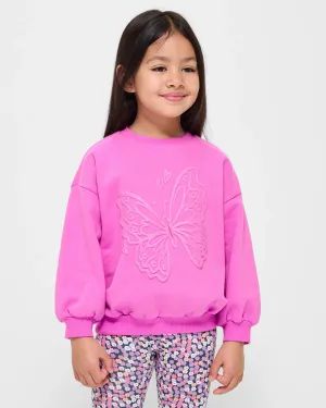 popular  Puff Print Jumper - Pink Butterfly