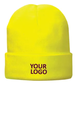 Port & Company Fleece Lined Customized Knit Caps, Neon Yellow