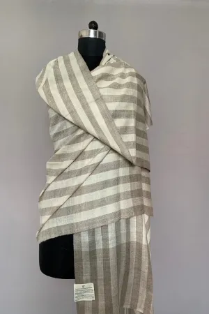 Portia Stone Grey Strips Cashmere Shawl