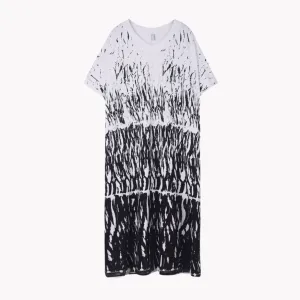 Pre Order:  Black and White Spatter V-Neck Dress