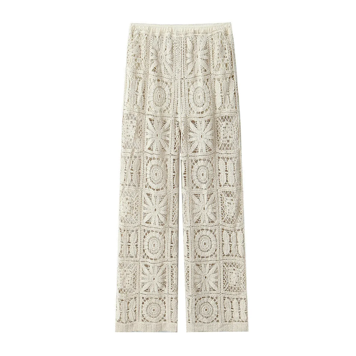 Pre Order:  Hollow Crochet Long Sleeve Knitted Cardigan   Crochet Pants