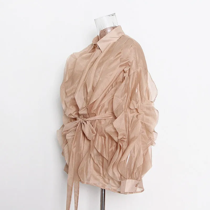 Pre Order:  Irregular Splicing Solid Loose Blouse