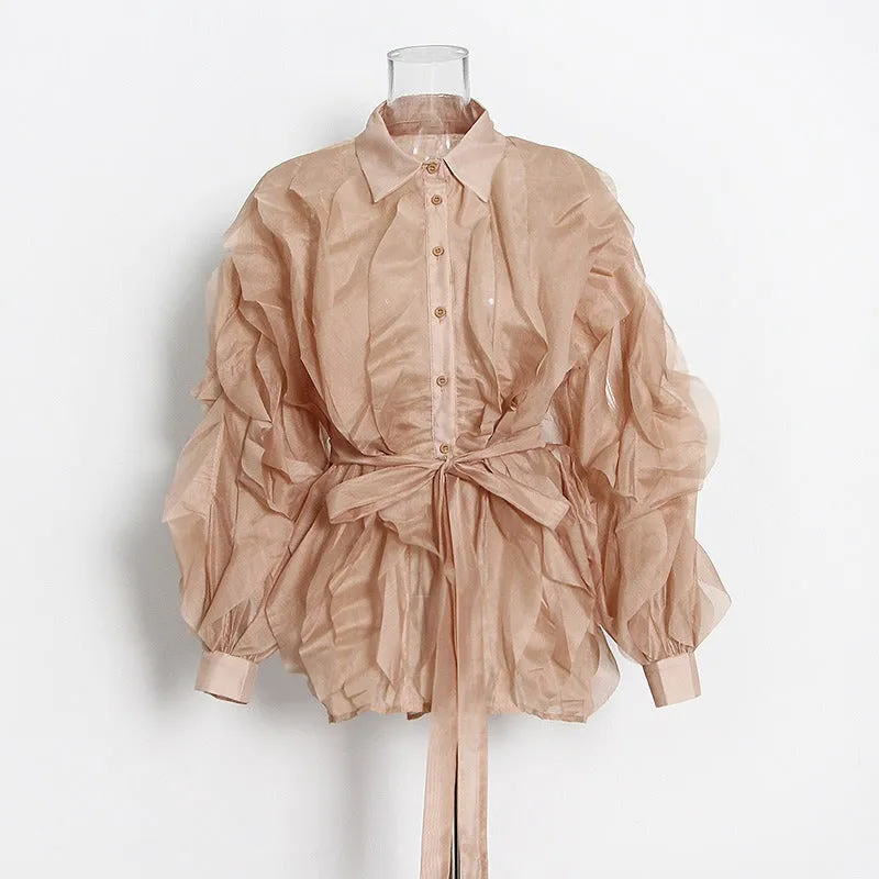 Pre Order:  Irregular Splicing Solid Loose Blouse