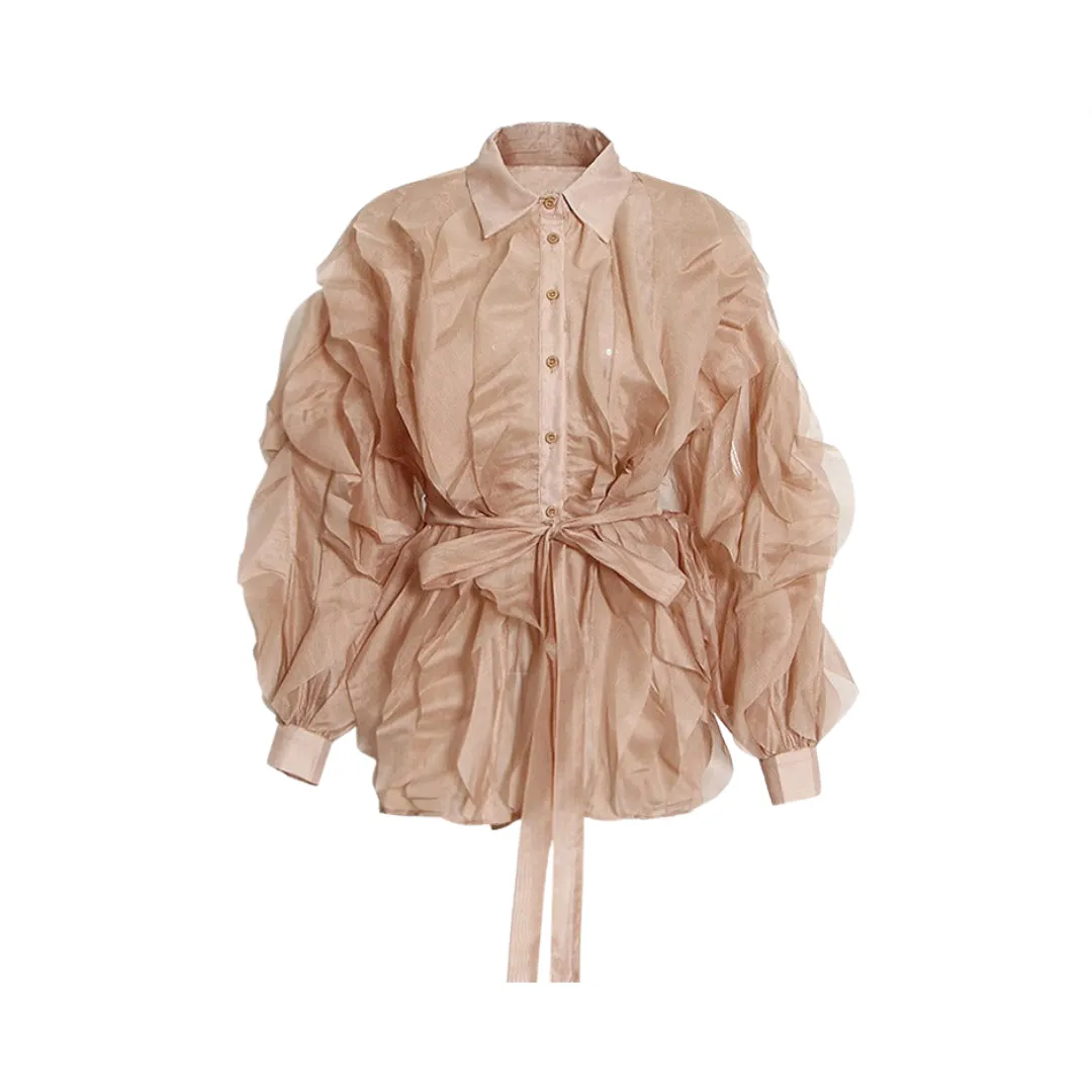 Pre Order:  Irregular Splicing Solid Loose Blouse