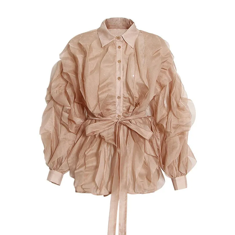 Pre Order:  Irregular Splicing Solid Loose Blouse