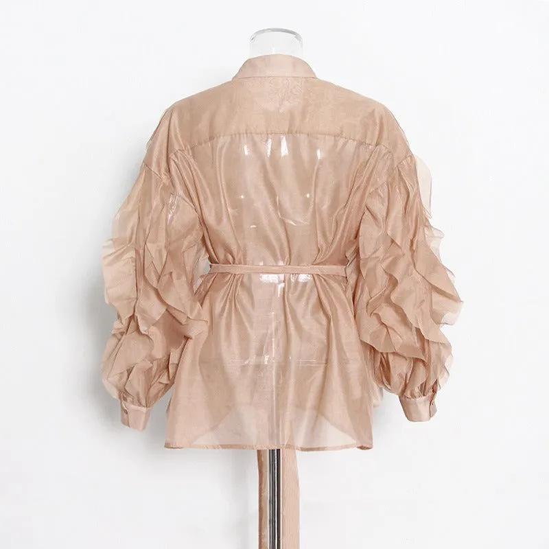 Pre Order:  Irregular Splicing Solid Loose Blouse