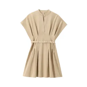 Pre Order:  Solid Pleated Short Slim Dress