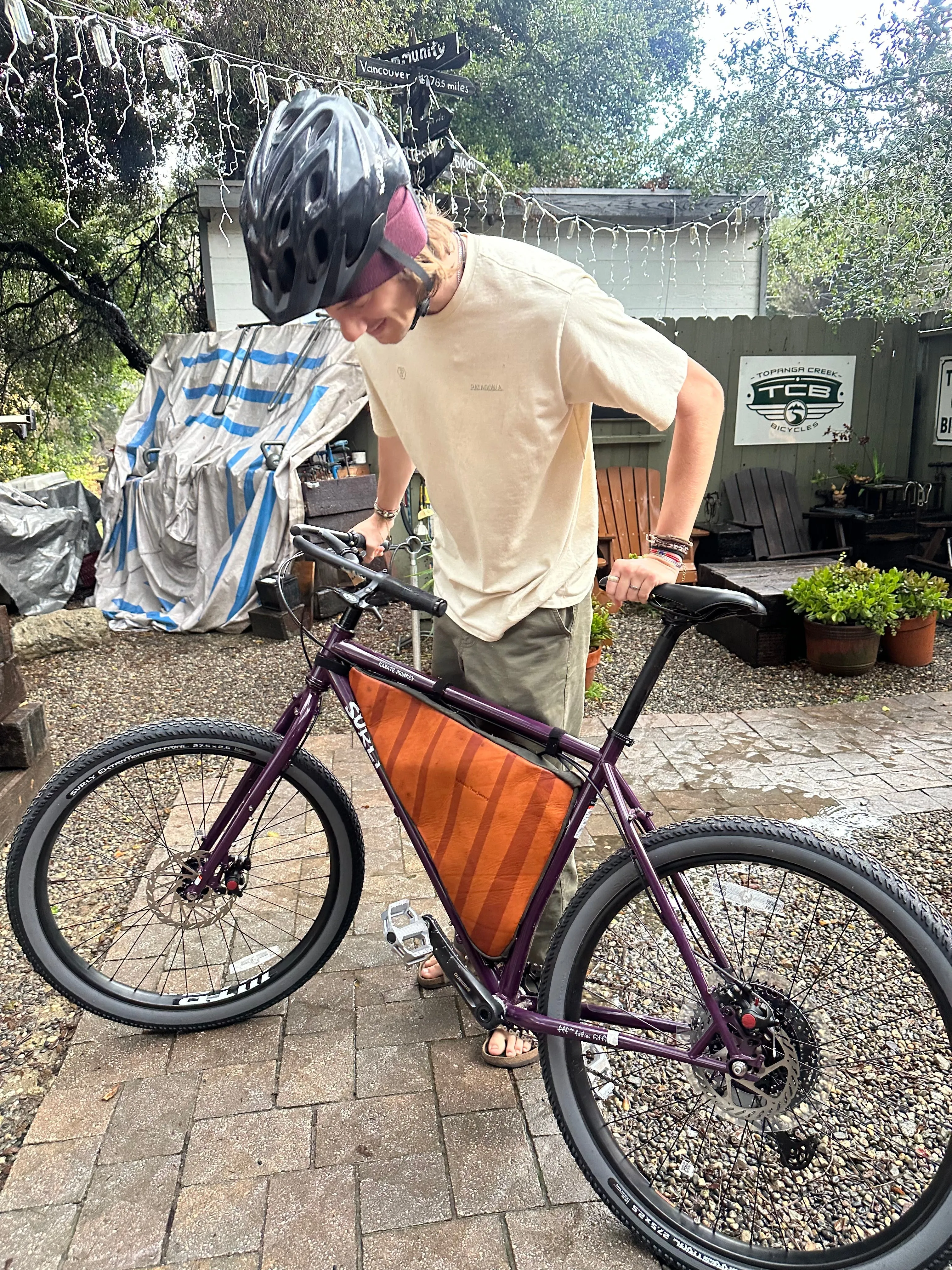 Premium Deep Chocolate Bicycle Leather  Frame Bag