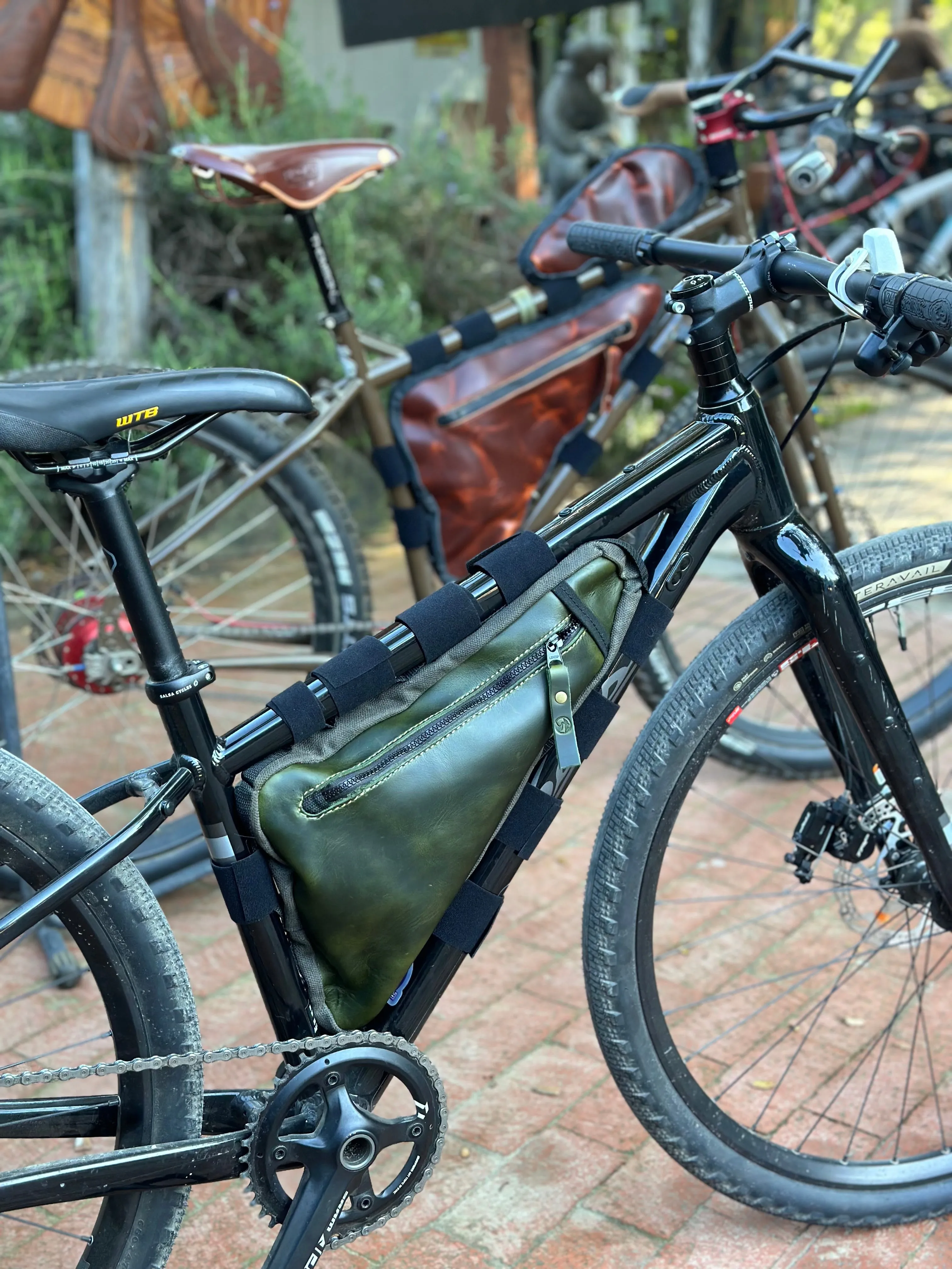 Premium Deep Chocolate Bicycle Leather  Frame Bag