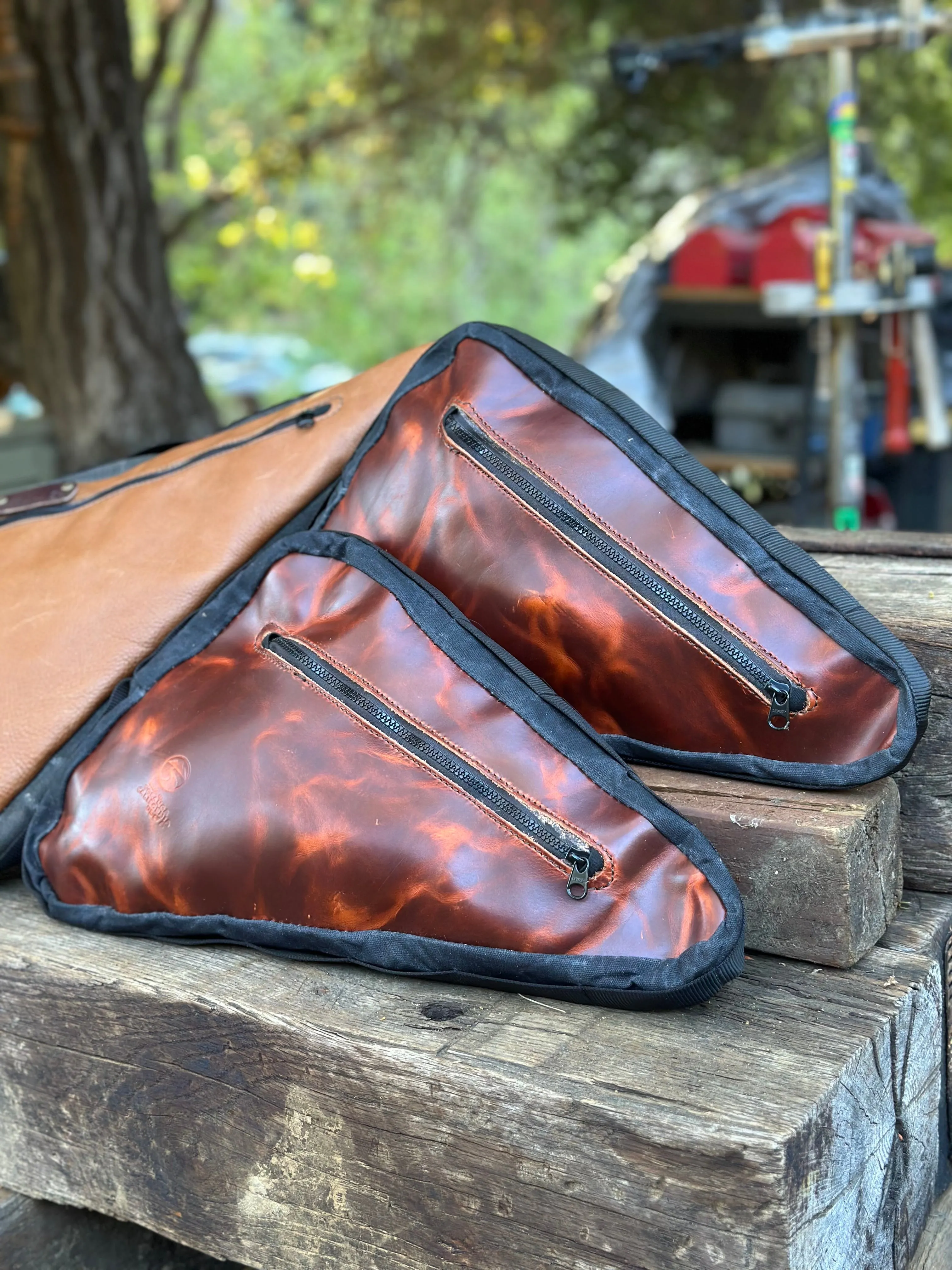 Premium Deep Chocolate Bicycle Leather  Frame Bag