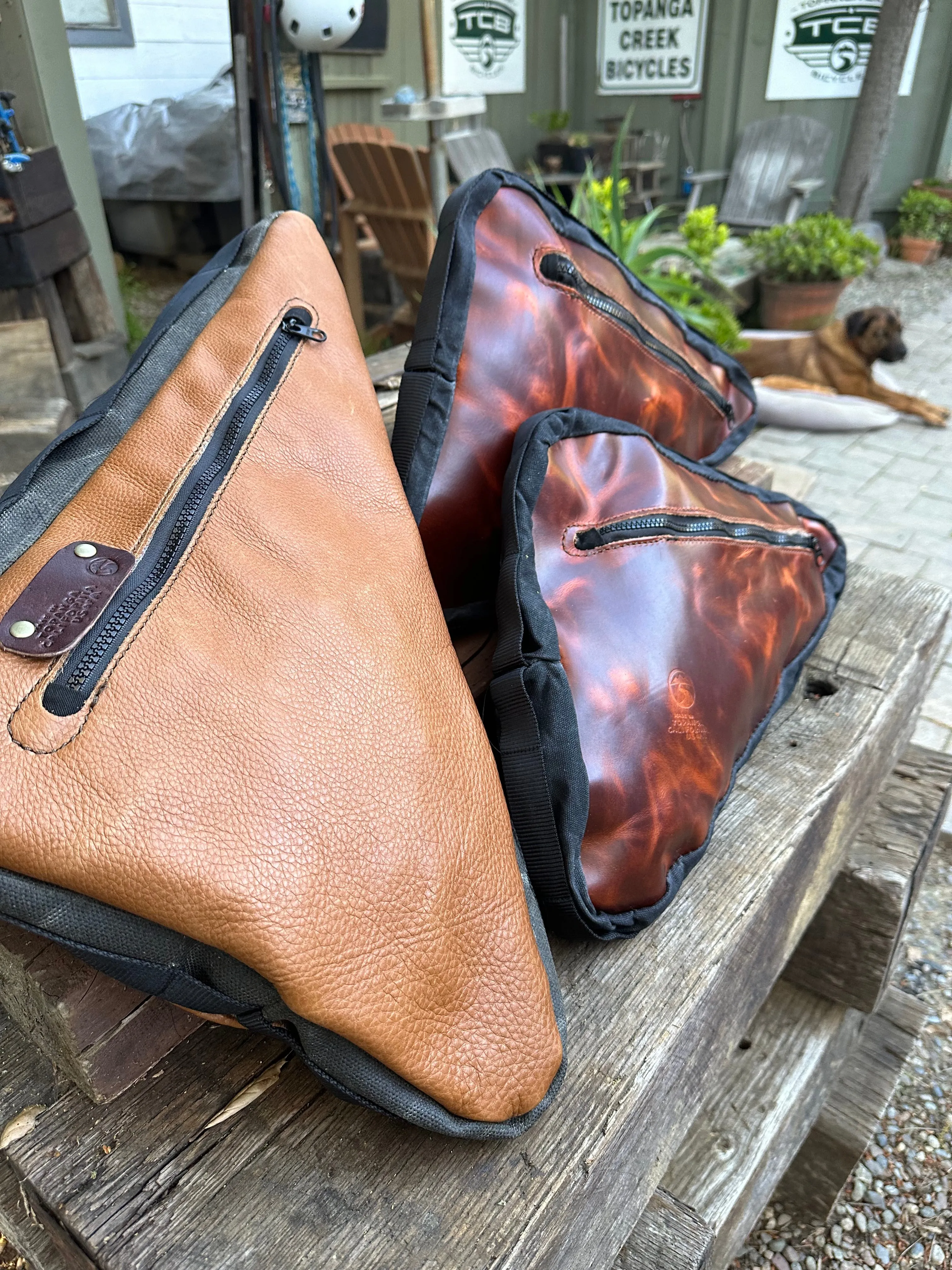 Premium Deep Chocolate Bicycle Leather  Frame Bag
