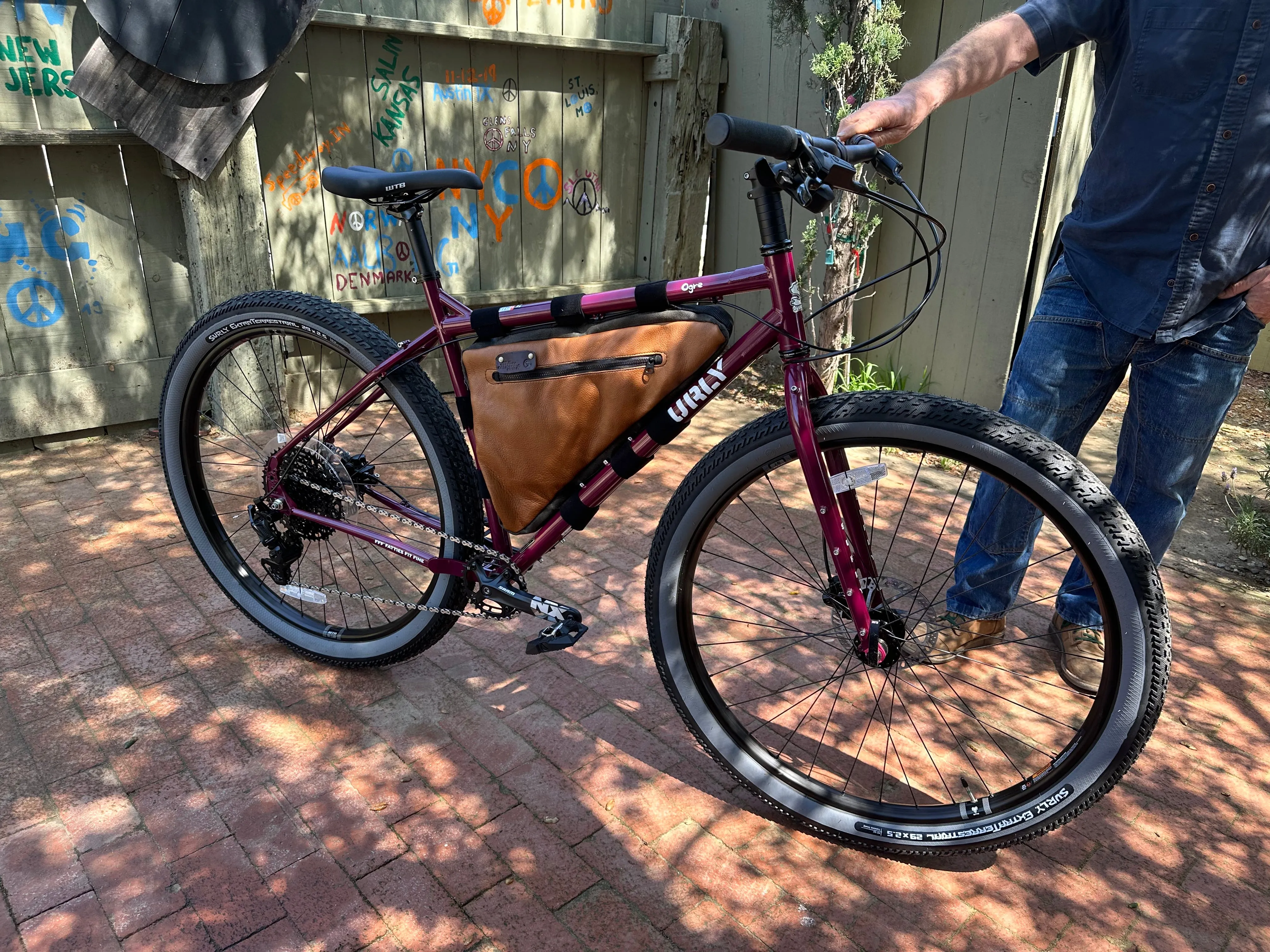 Premium Deep Chocolate Bicycle Leather  Frame Bag