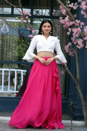 Pretty Pink Plain Lehenga With Stylish Blouse