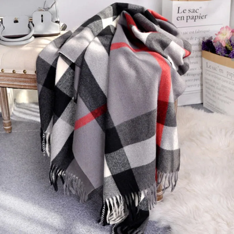 Pricked Hair Babag Autumn And Winter Korean Plaid Cashmere Scarf Women's  Thickened Tassel Women's Shawl Student
