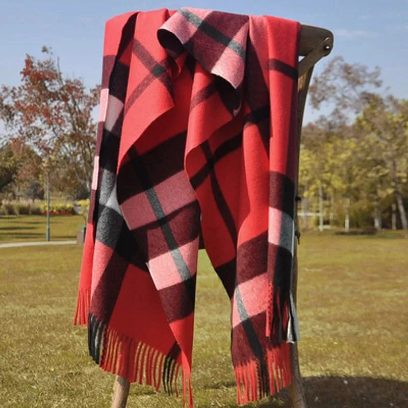 Pricked Hair Babag Autumn And Winter Korean Plaid Cashmere Scarf Women's  Thickened Tassel Women's Shawl Student