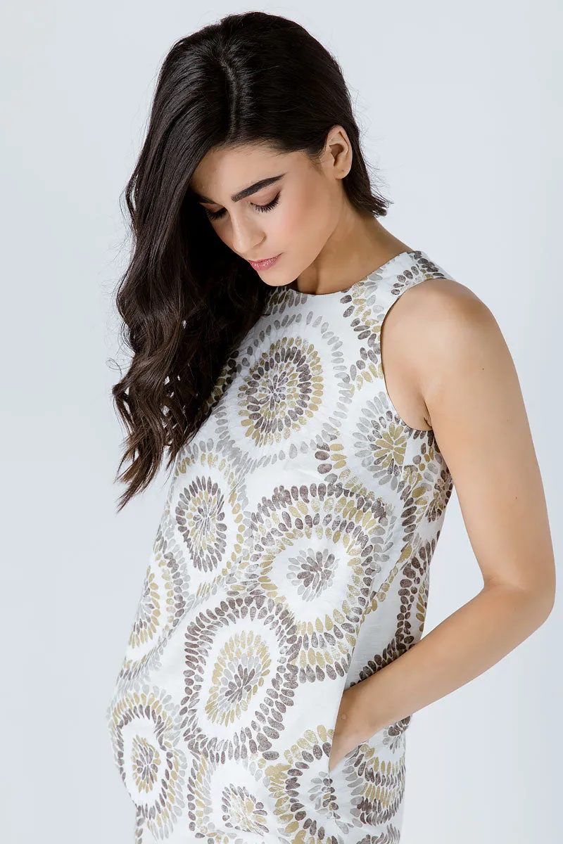 Print Sleeveless Sack Dress