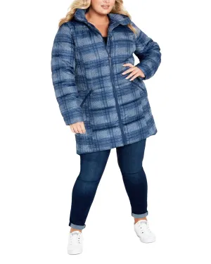 Printed Check Coat | Navy Check