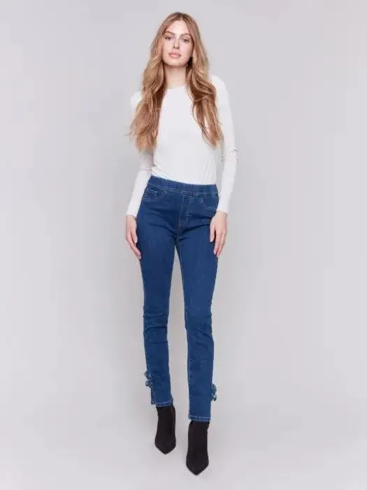 Pull On Side Rose Hem Pant