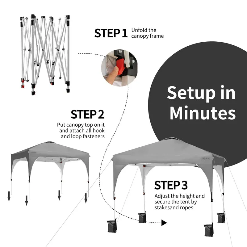 PulseMartix  10' x 10' Outdoor Pop-up Canopy Tent Height Adjustable with Roller Bag