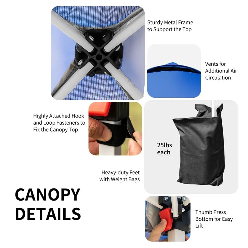 PulseMartix  10' x 10' Outdoor Pop-up Canopy Tent Height Adjustable with Roller Bag