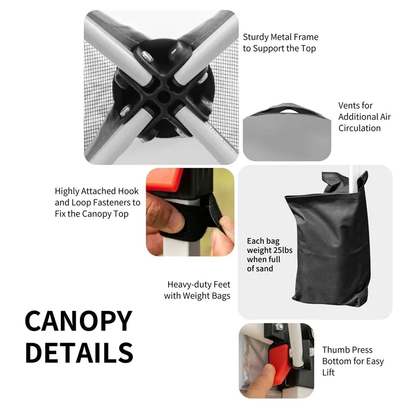 PulseMartix  10' x 10' Outdoor Pop-up Canopy Tent Height Adjustable with Roller Bag