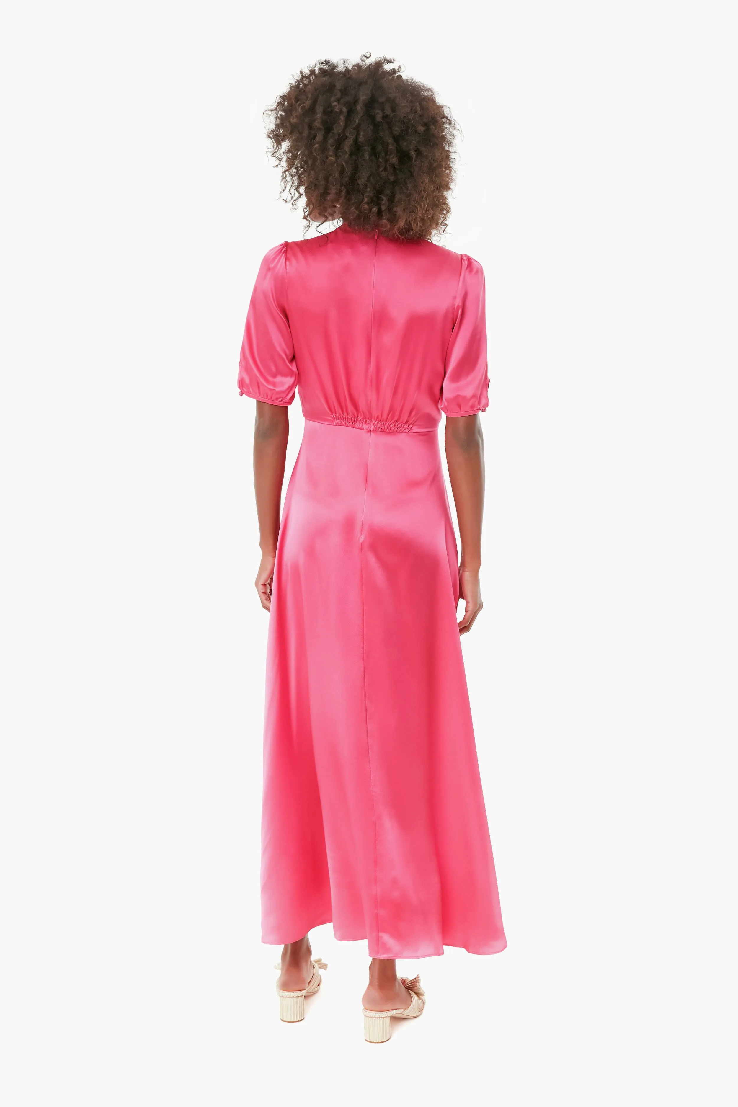 Punch Pink Flowering Lea Long Dress
