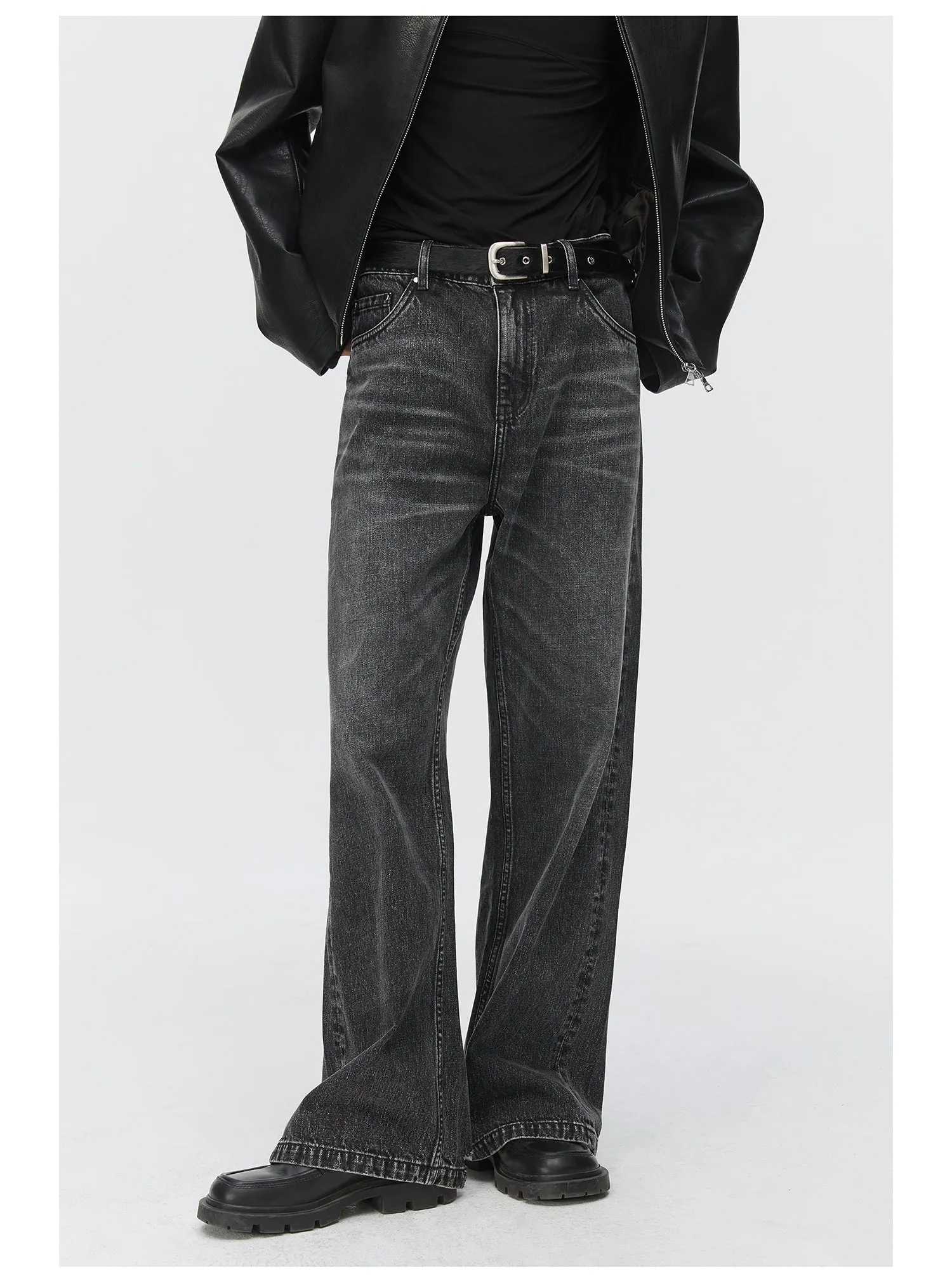 Pure cotton straight jeans