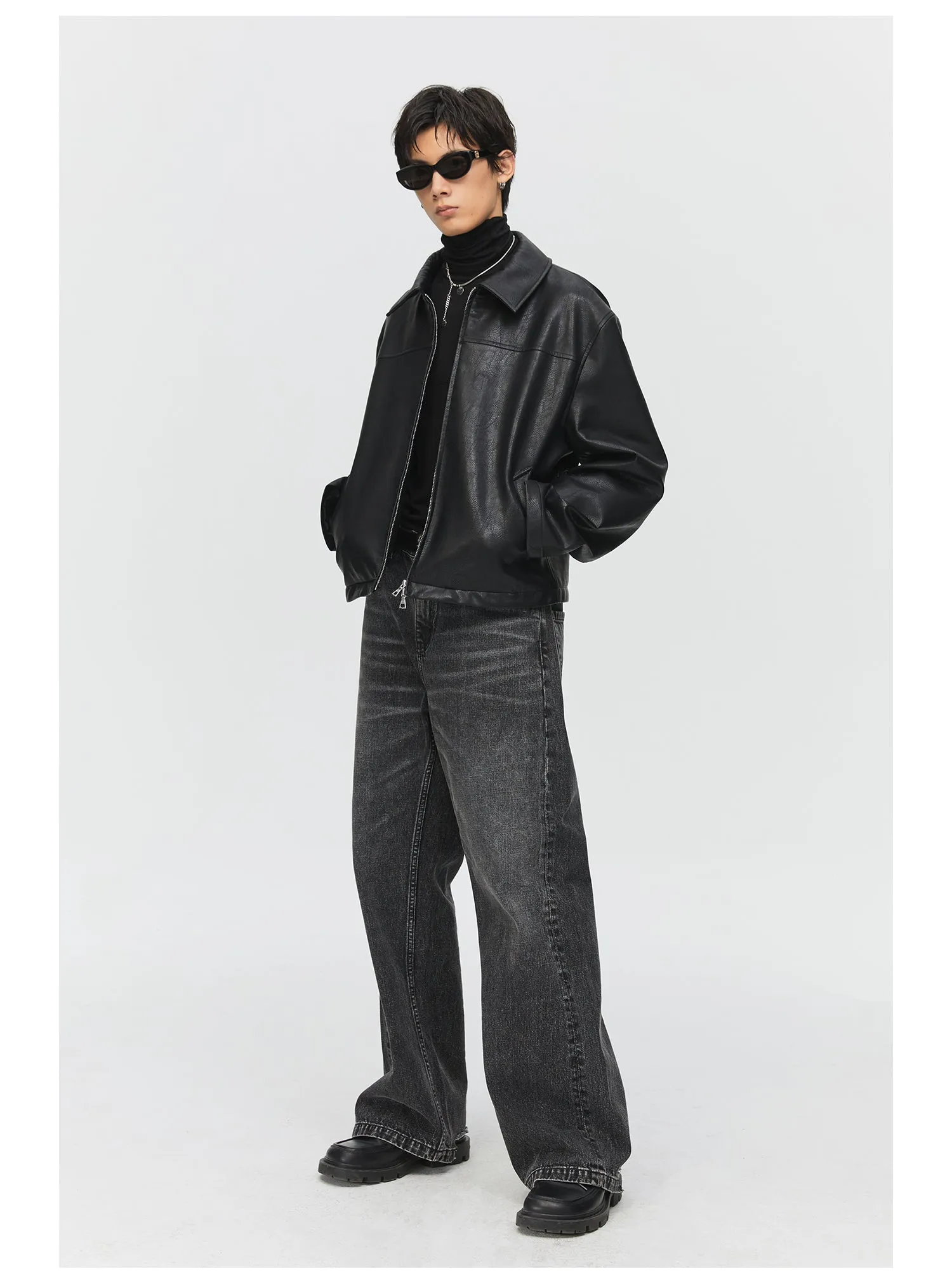 Pure cotton straight jeans