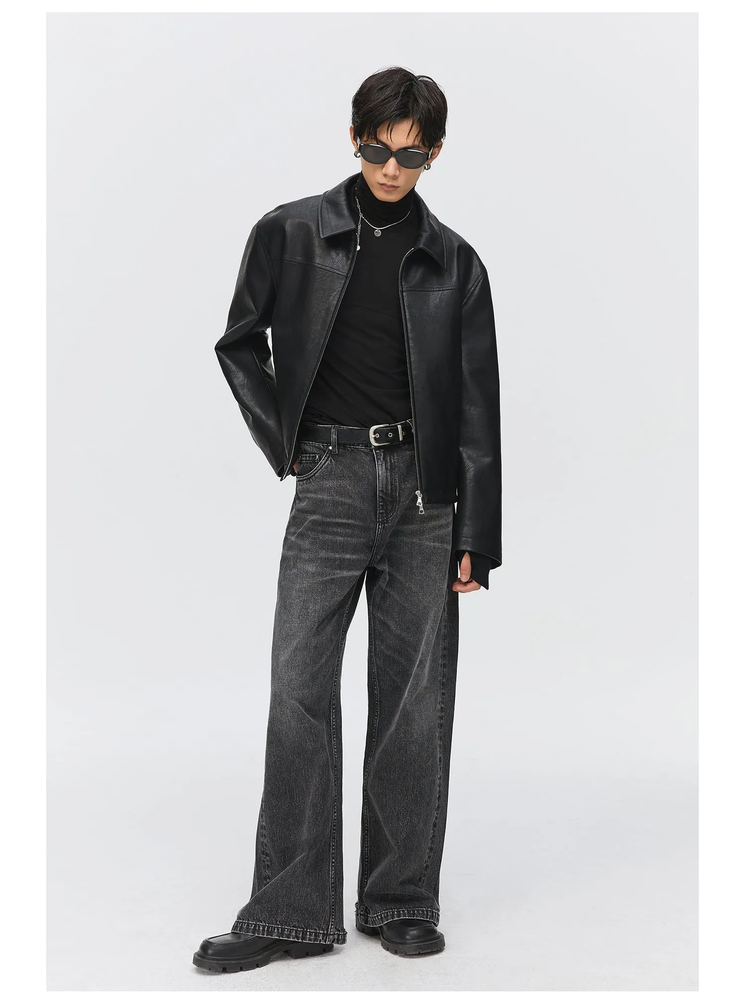 Pure cotton straight jeans