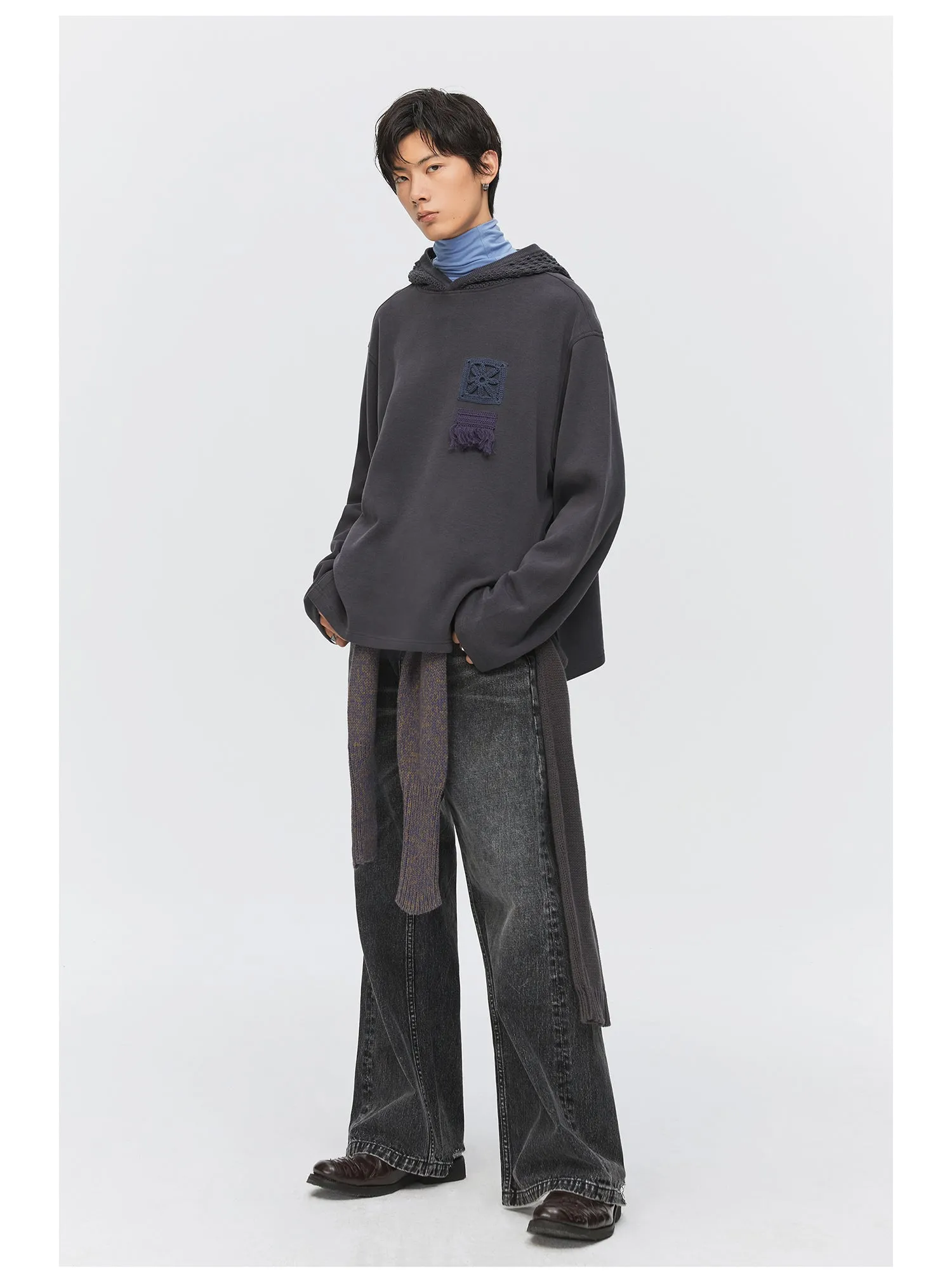 Pure cotton straight jeans