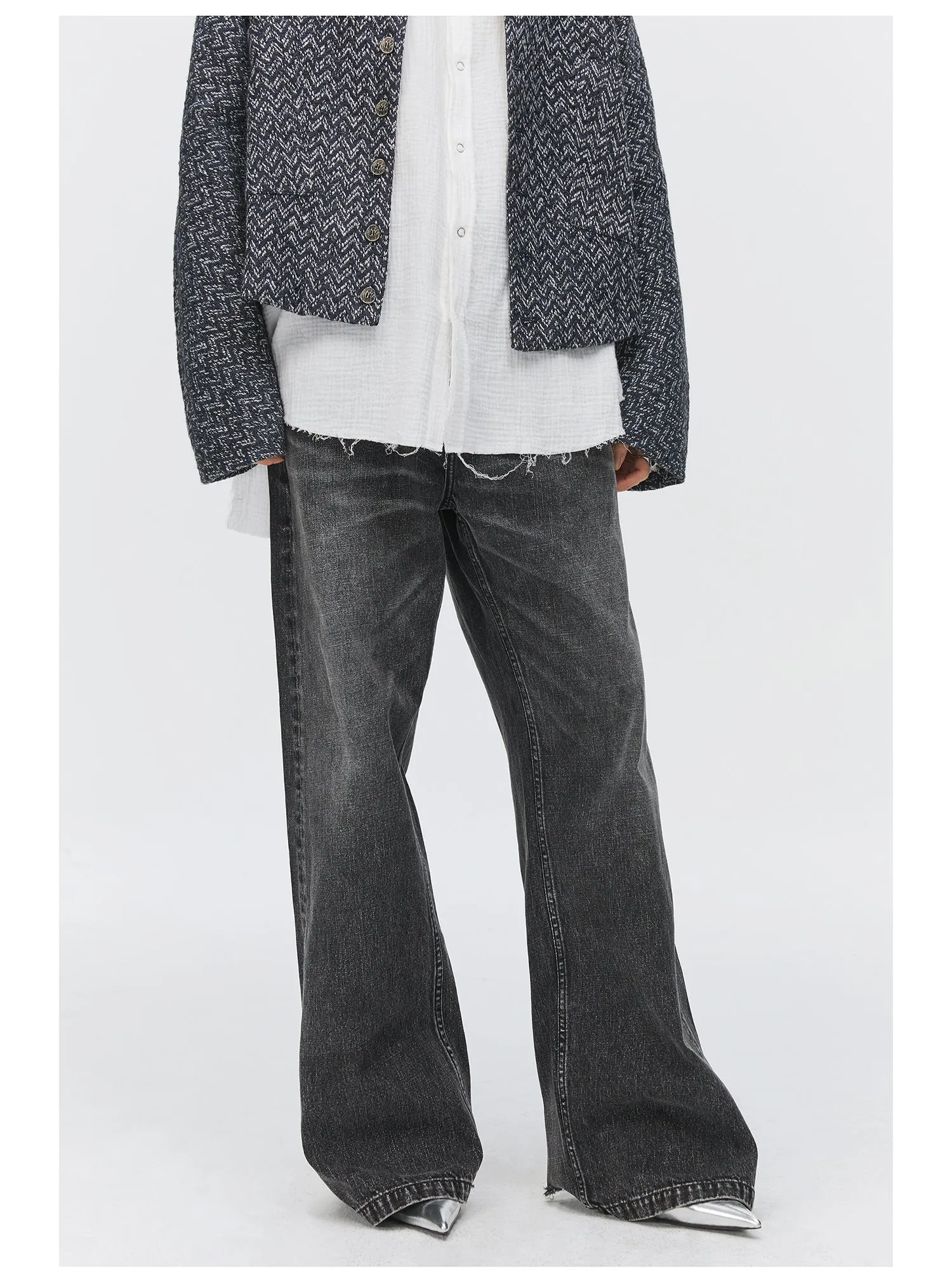 Pure cotton straight jeans